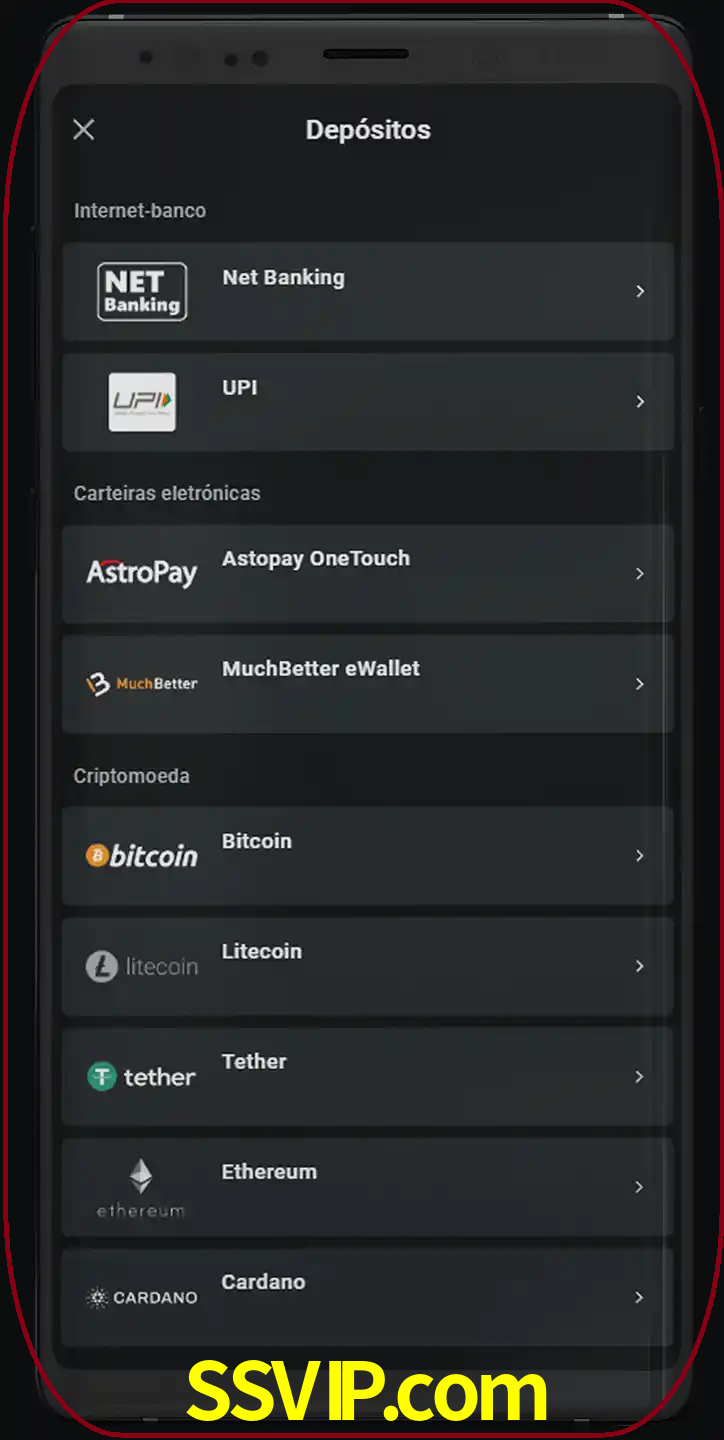 Você pode usar métodos alternativos de depósito.